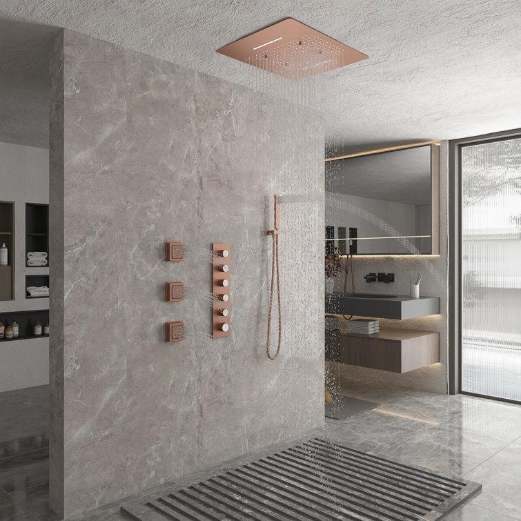 Thermostatic Complete Rainfall Shower System with Rough in-Valve and Body Spray
