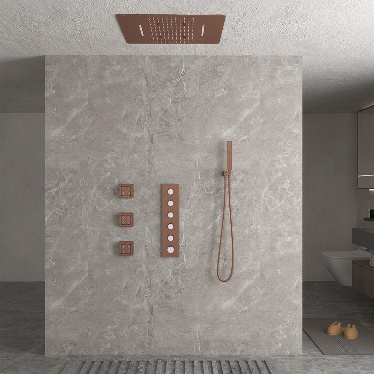 Thermostatic Complete Rainfall Shower System with Rough in-Valve and Body Spray