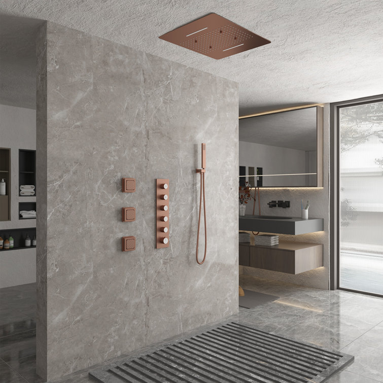 Thermostatic Complete Rainfall Shower System with Rough in-Valve and Body Spray