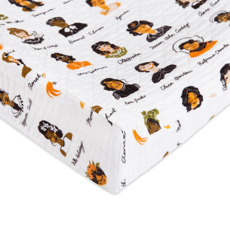 White Quilted Organic Cotton Women in History Changing Pad Cover