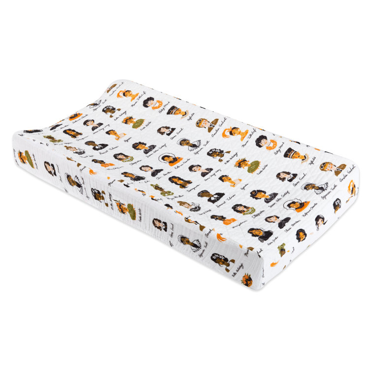 White Quilted Organic Cotton Women in History Changing Pad Cover