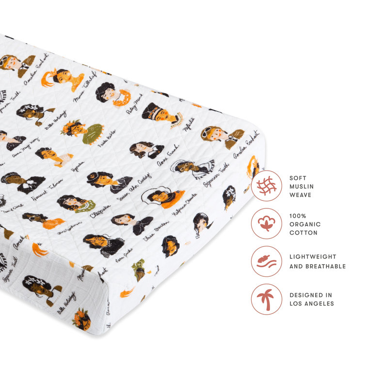 White Quilted Organic Cotton Women in History Changing Pad Cover