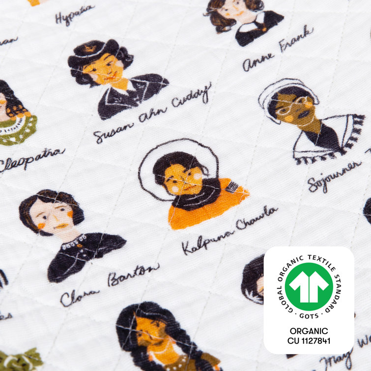 White Quilted Organic Cotton Women in History Changing Pad Cover