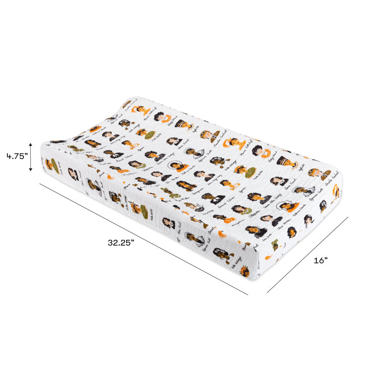 White Quilted Organic Cotton Women in History Changing Pad Cover
