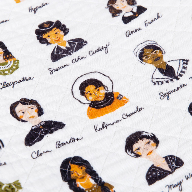 White Quilted Organic Cotton Women in History Changing Pad Cover