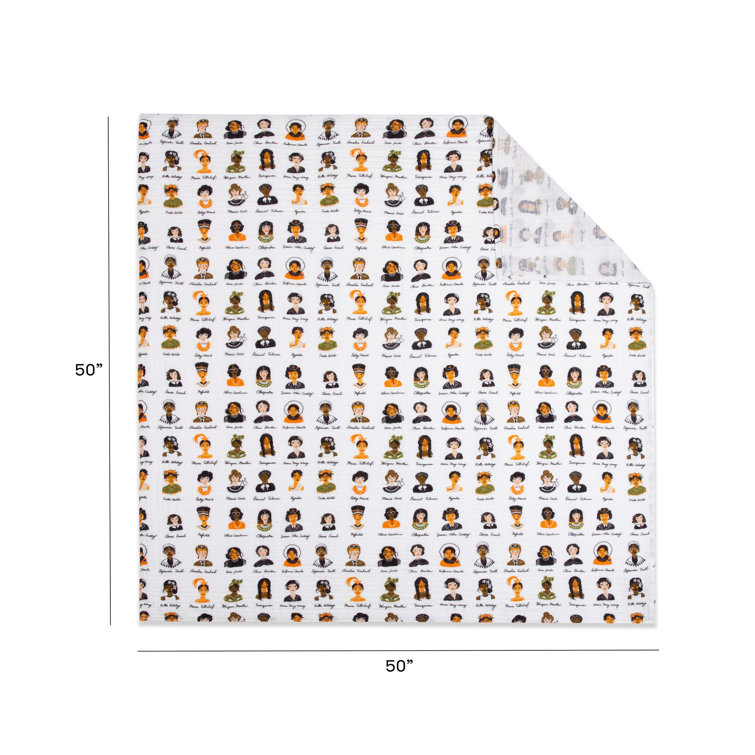 Women in History White Muslin Cotton Baby Swaddle Blanket