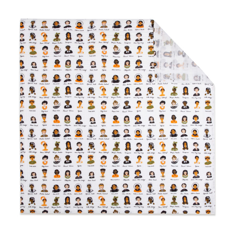 Women in History White Muslin Cotton Baby Swaddle Blanket