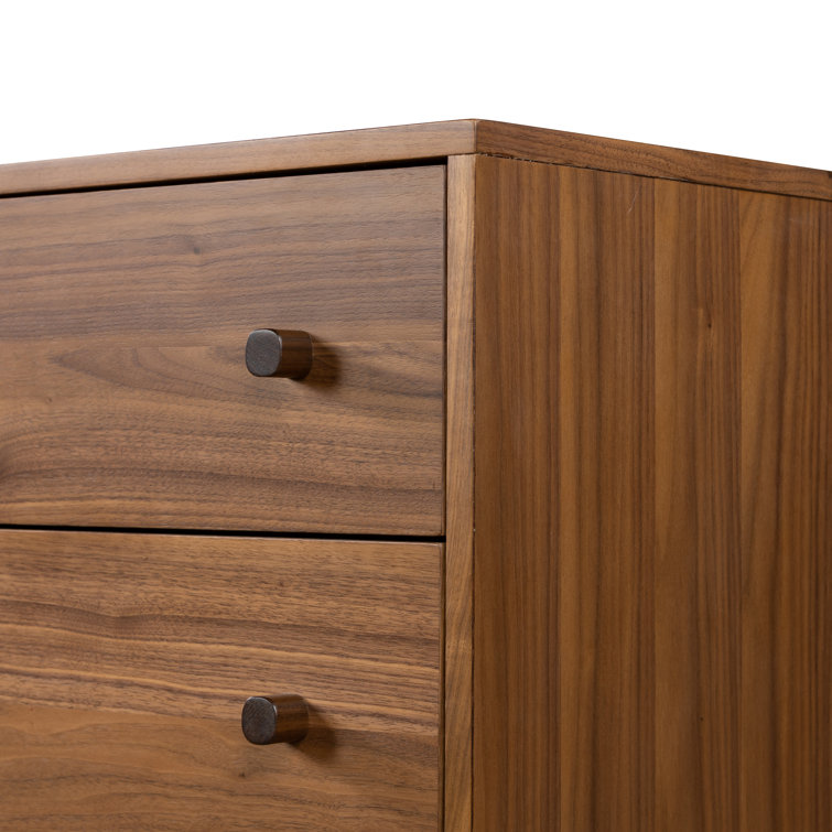 Walnut and Black 6-Drawer Double Dresser