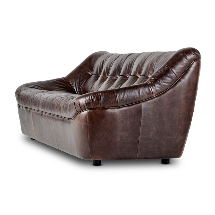 Farley Dark Brown Leather Tufted Armless Sofa