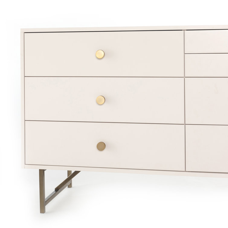 White Mid-Century Modern 7-Drawer Double Dresser