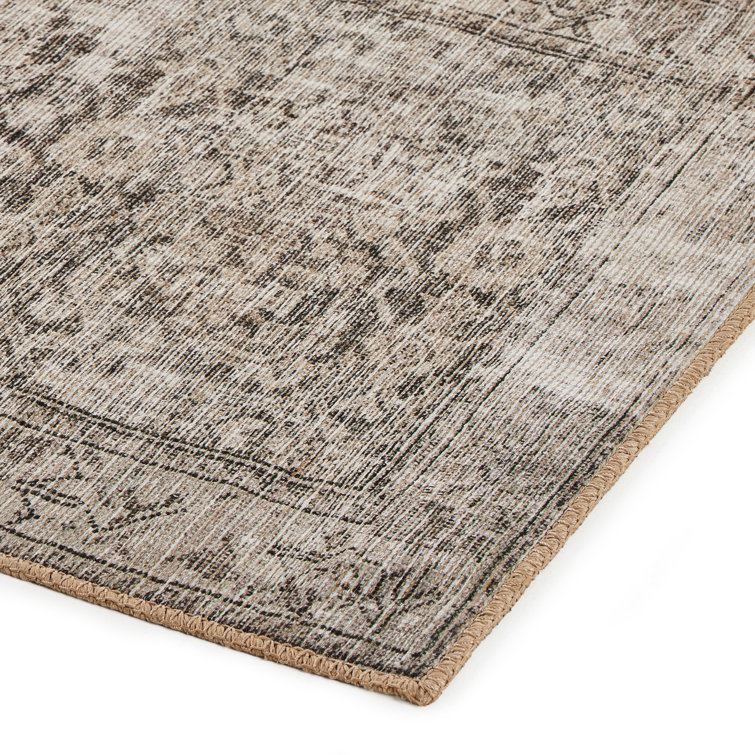 Nala Beige and Brown Geometric Runner Rug