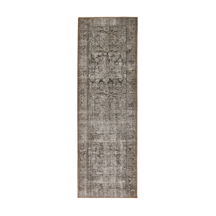 Nala Beige and Brown Geometric Runner Rug