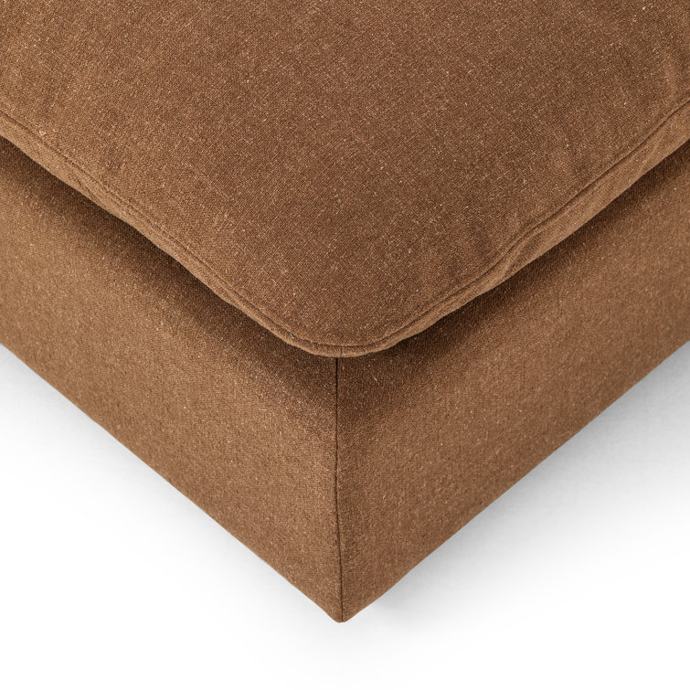 Brown Linen 4-Piece Sectional Sofa with Ottoman
