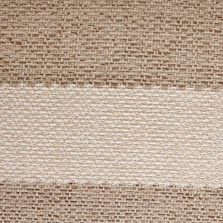Beige and Brown Striped Rectangular Lumbar Outdoor Pillow
