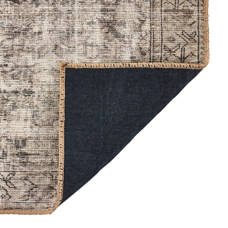 Nala Beige and Brown Geometric Runner Rug