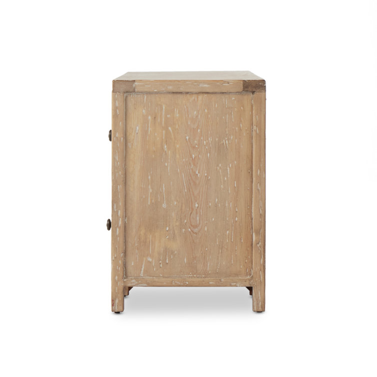 Light Brown Pine Media Console with Cabinet and Drawers