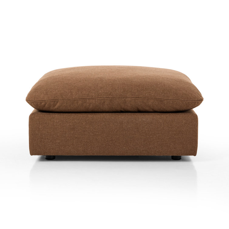 Brown Linen 4-Piece Sectional Sofa with Ottoman