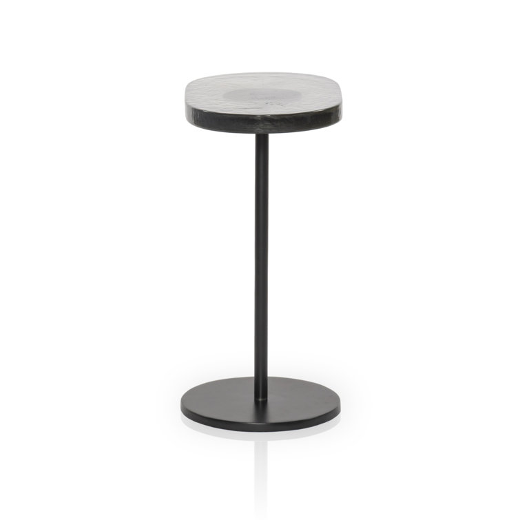 Finbar Black Metal and Glass Round End Table