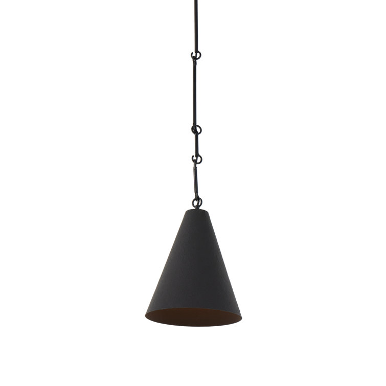 Matte Black 12" Pendant Light with Antiqued Iron Finish