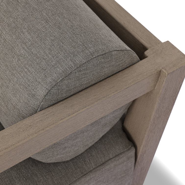 Gray Teak and Linen Outdoor Daybed with Bolster Cushions