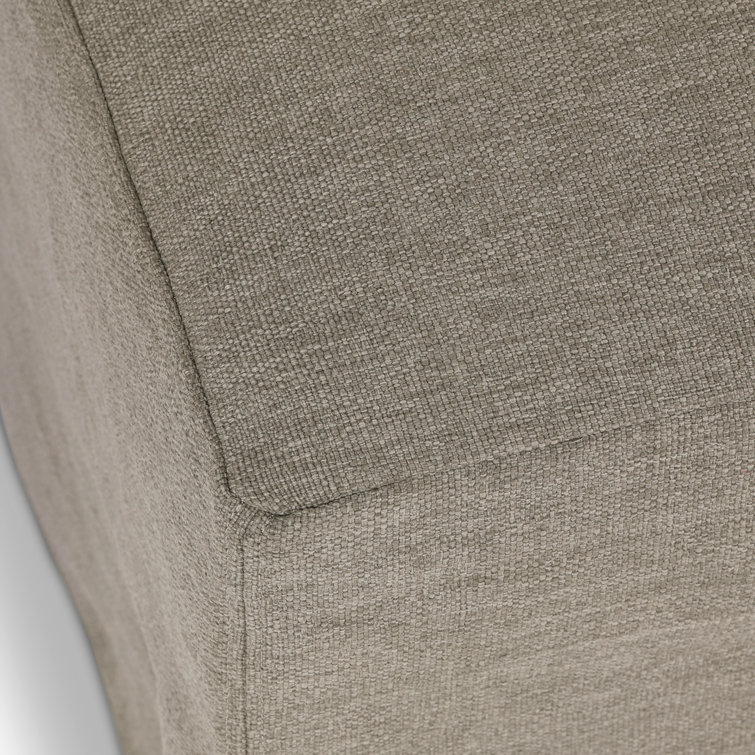 Gray Teak and Linen Outdoor Daybed with Bolster Cushions