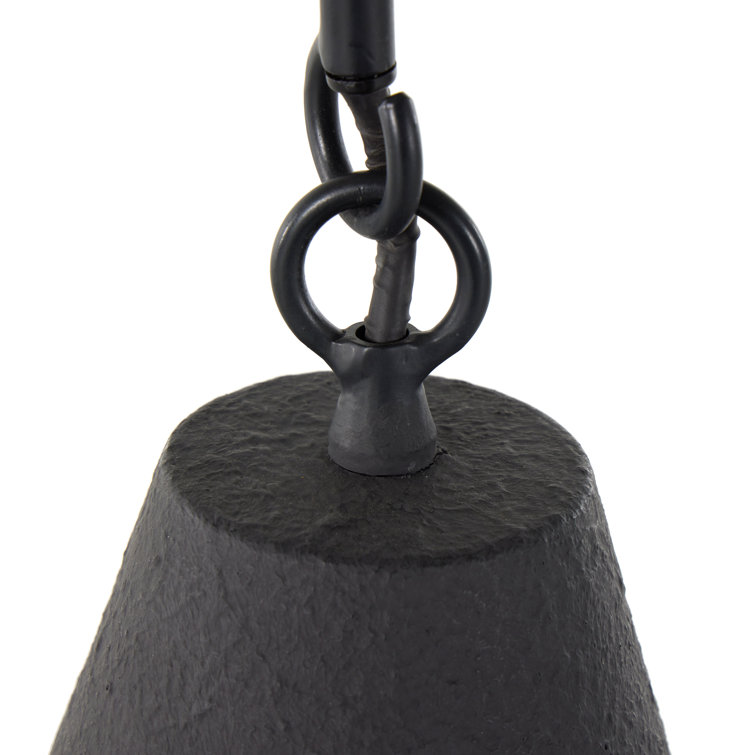Matte Black 12" Pendant Light with Antiqued Iron Finish