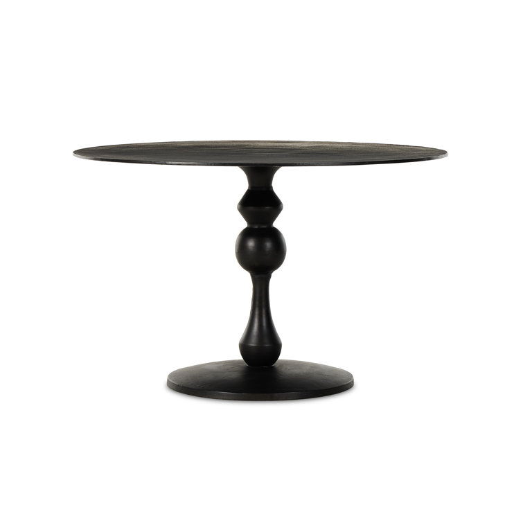 Black Round Pedestal Dining Table for Four