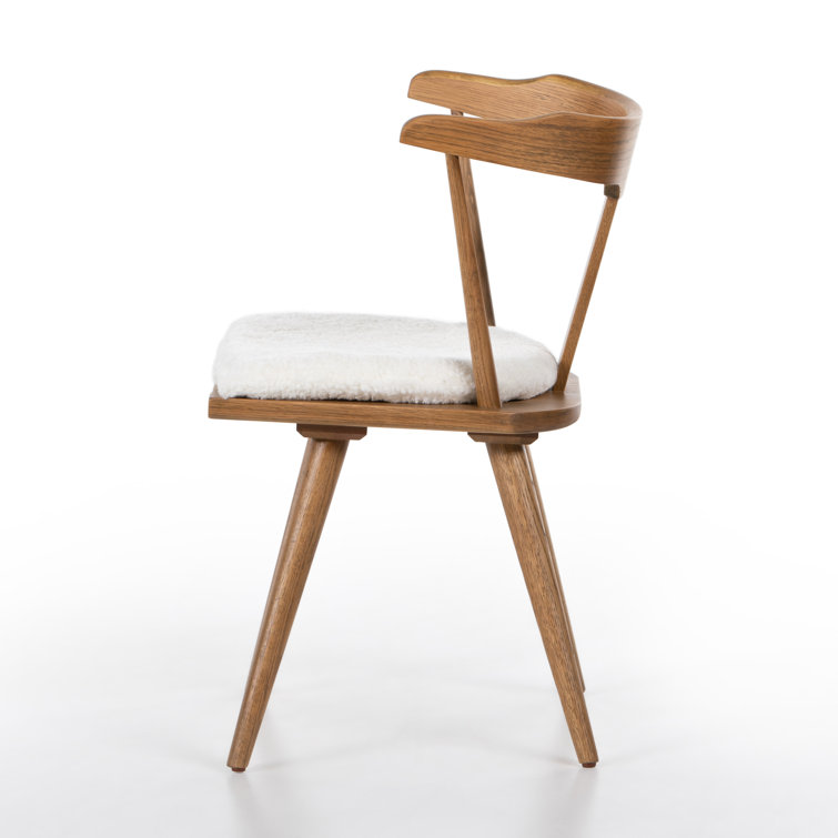 Sandy Oak Upholstered Slat Back Side Chair with Cushion