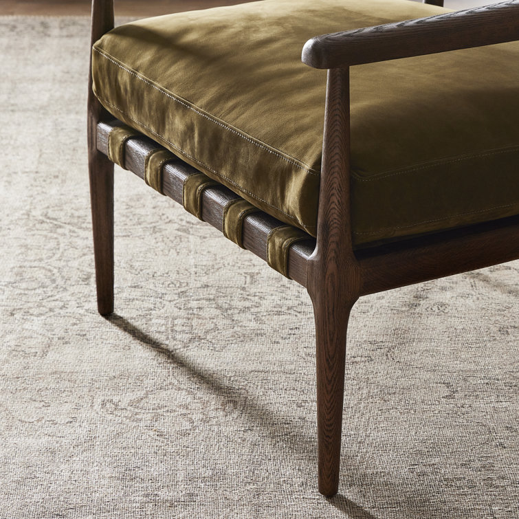 Cottswald Moss Nubuck Terra Brown Ash Wood Leather Chair