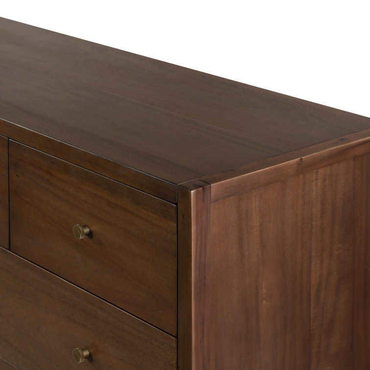 Sullivan Double Walnut Dresser with Brass Hardware