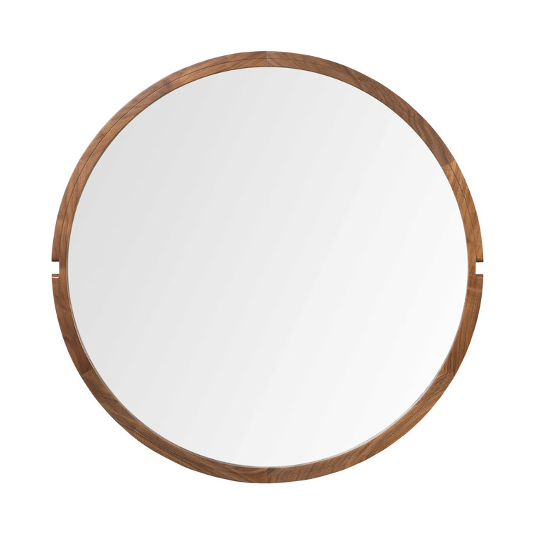 Jacobsen Walnut Wood Round Wall Mirror