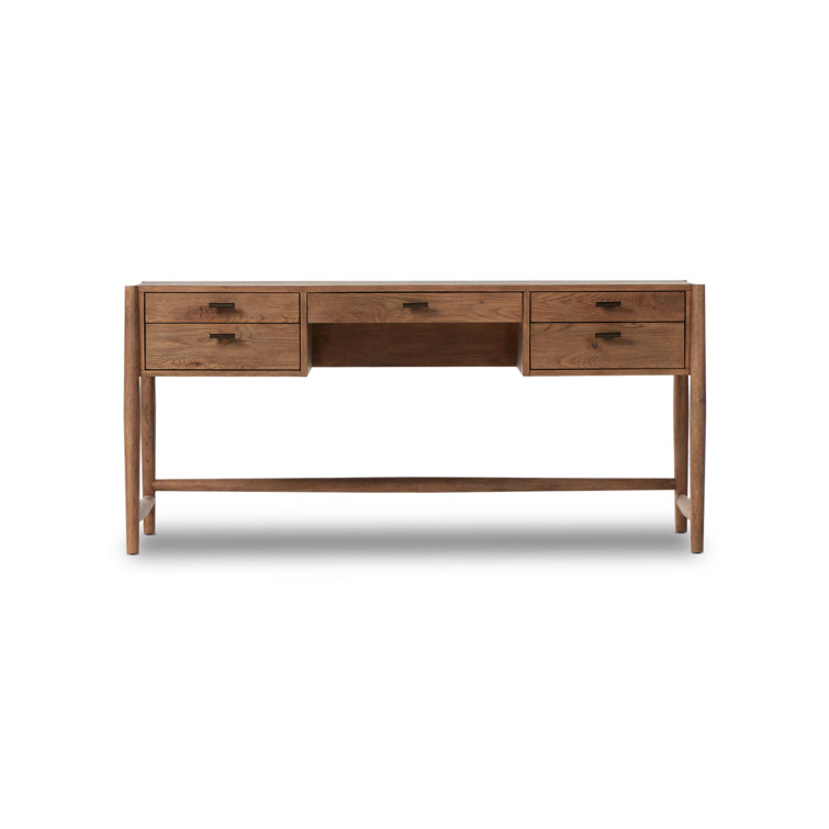 Rustic Weathered Oak Writing Desk with Drawers