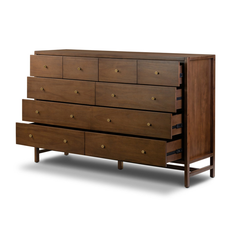 Sullivan Double Walnut Dresser with Brass Hardware