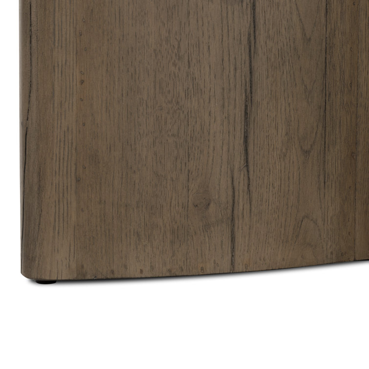 Contemporary Bianco Oak Round End Table with Italian Marble Top