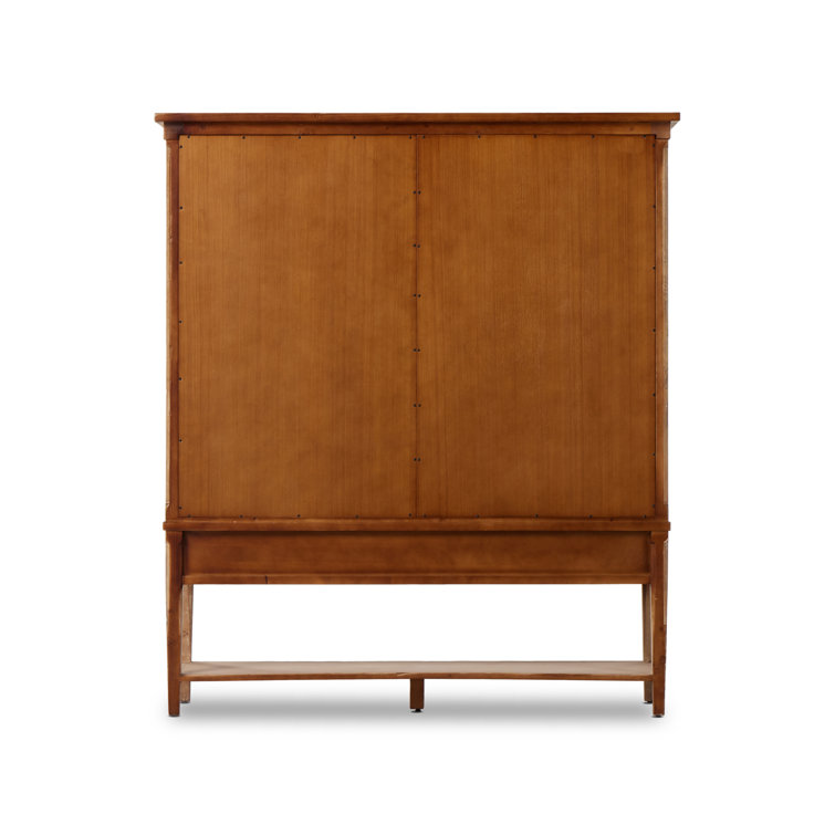 Natural Pine 4-Door Double Cabinet with Drawers