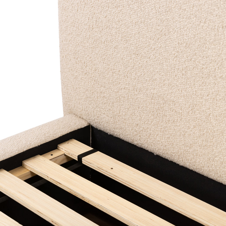 Lisbon Cream King Upholstered Bed with Slats and Headboard