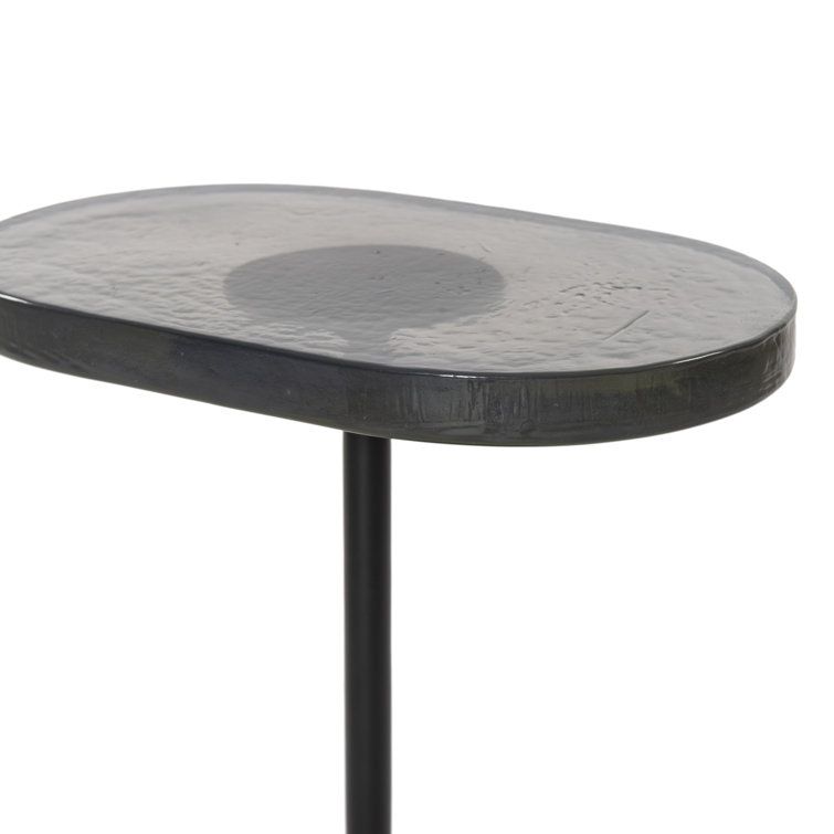 Finbar Black Metal and Glass Round End Table