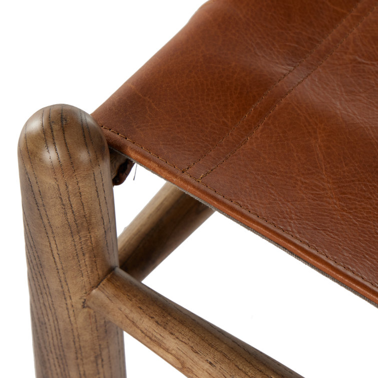 Dakota Tobacco Leather and Toasted Nettlewood Ottoman