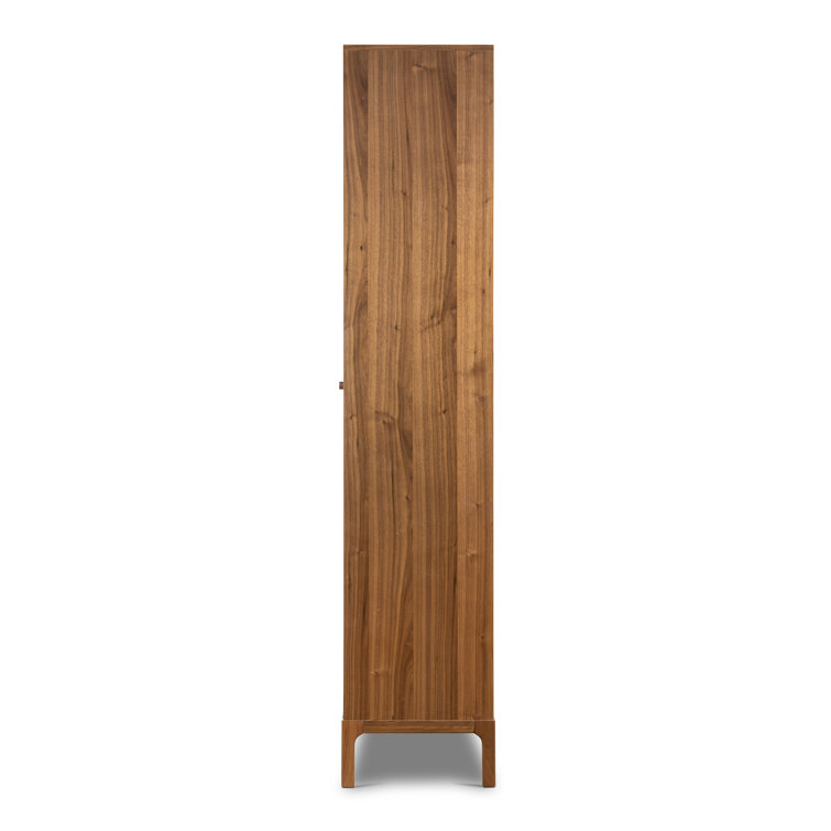 Cameron 88'' Brown Walnut Glass-Paneled Modern Curio Cabinet