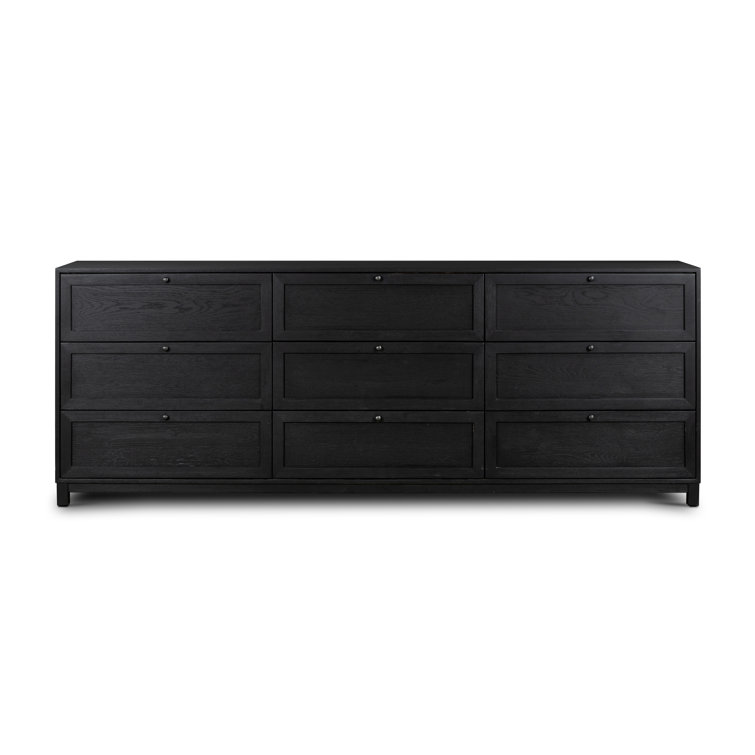 Millie Matte Black Oak 9-Drawer Dresser with Soft Close
