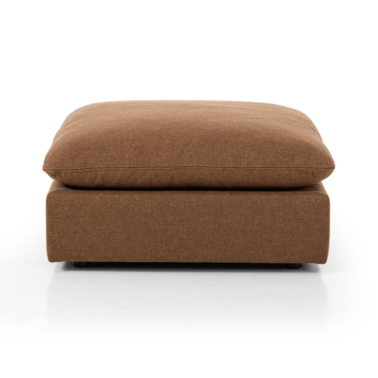 Brown Linen 4-Piece Sectional Sofa with Ottoman