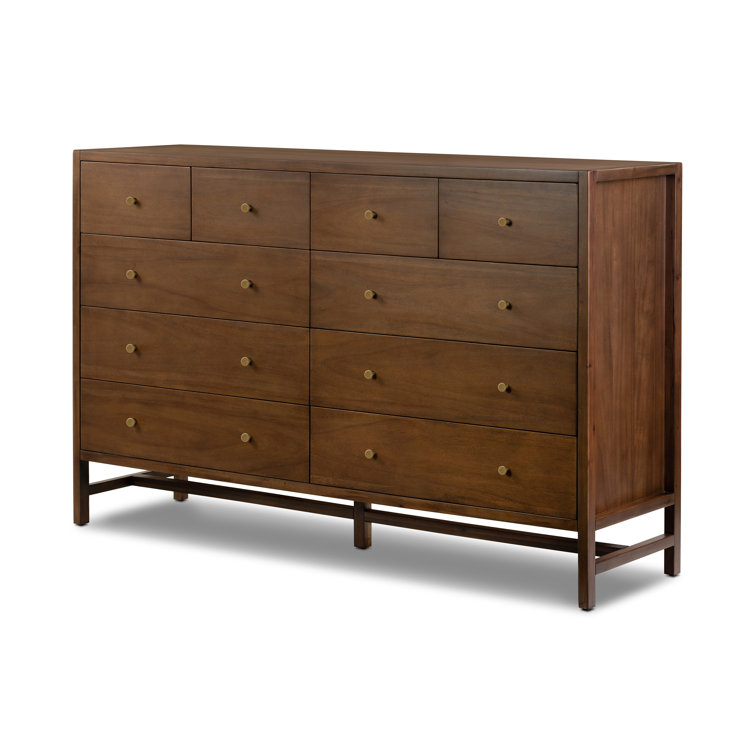 Sullivan Double Walnut Dresser with Brass Hardware