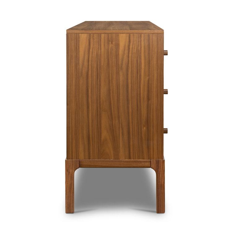 Walnut and Black 6-Drawer Double Dresser