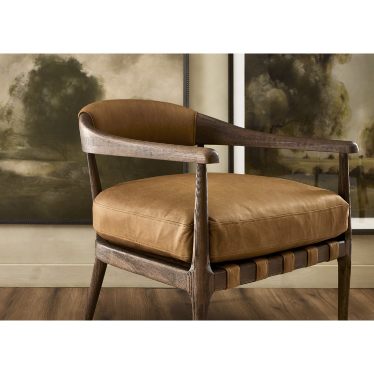 Cottswald Moss Nubuck Terra Brown Ash Wood Leather Chair
