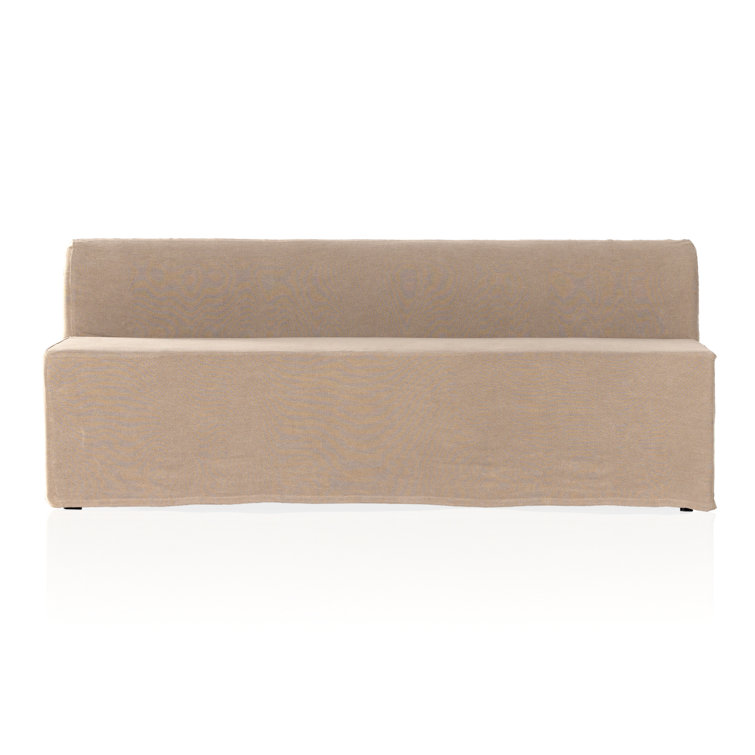 Canvas Linen Upholstered Dining Bench with Slipcover, 82"