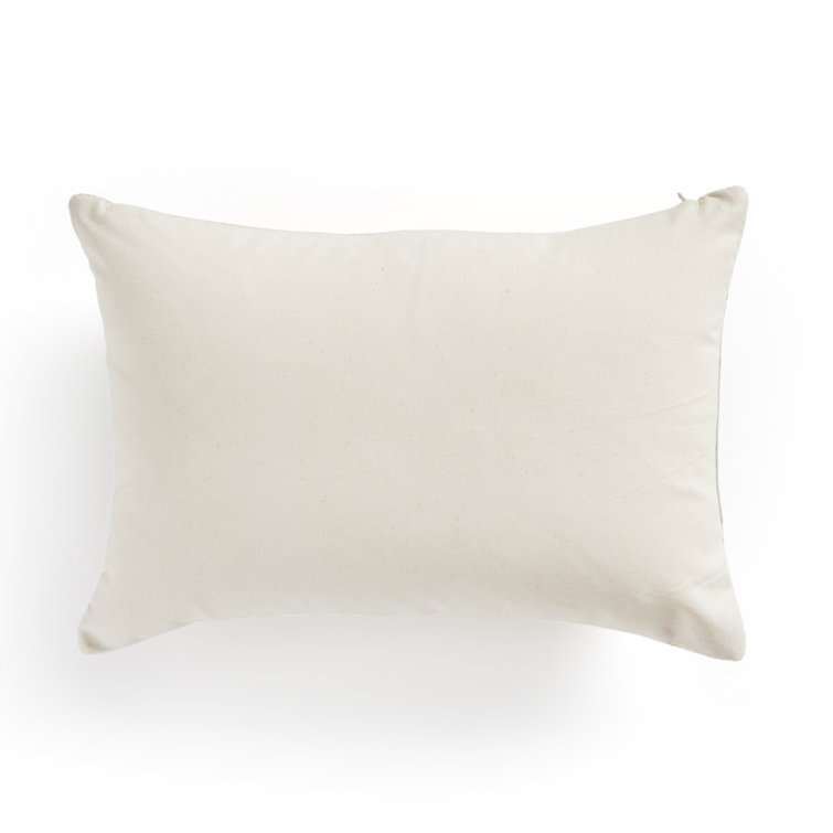 Handwoven Sage and Beige Cotton Lumbar Pillow