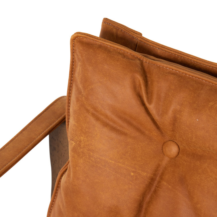 Kennison Cognac Leather Sling Accent Chair