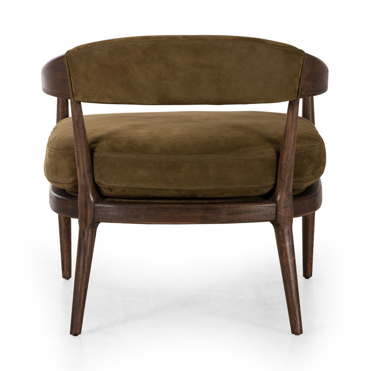 Cottswald Moss Nubuck Terra Brown Ash Wood Leather Chair