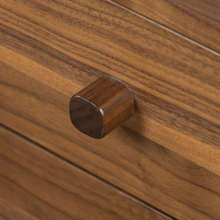 Daniella Campaign-Style 2-Drawer Natural Walnut Nightstand
