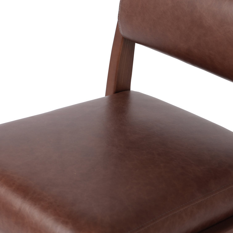 Sonoma Coco Armless Leather Desk Chair with Wooden Frame